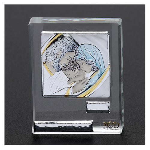 Lembrancinha Sagrada Família quadrinho placa prata 5x5 cm 2