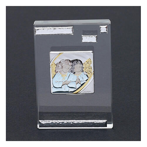 Rectangular crystal frame with Guardian Angels 4x2 in 2