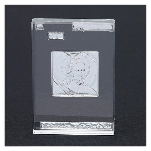 Rectangular crystal frame with Christ icon 4x2 in 3