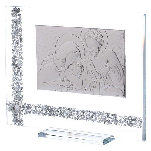 Glass frame with crystals and Holy Family 6x8 in 2