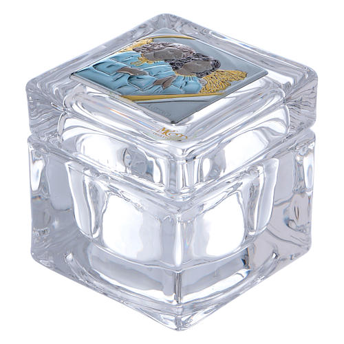Pamiątka sakralna pudełeczko z Aniołami 5x5x5 cm 1