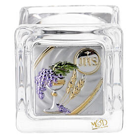 Religious favor crystal box Communion 2x2x2 in