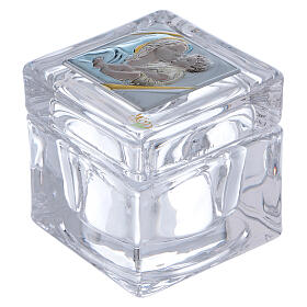 Religious favor crystal box with Maternity 2x2x2 in