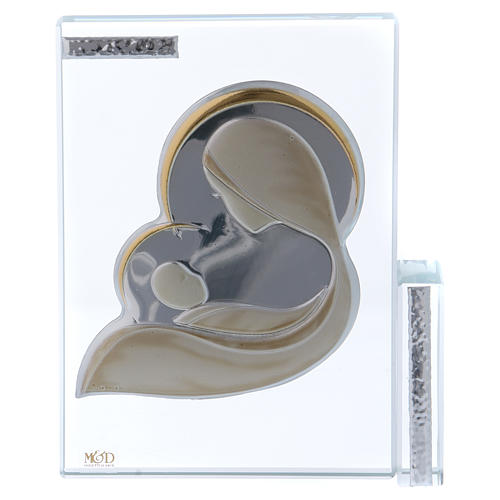 Picture with Mary and Baby Jesus silver laminate 10x10 cm 1