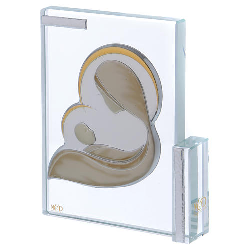 Picture with Mary and Baby Jesus silver laminate 10x10 cm 2