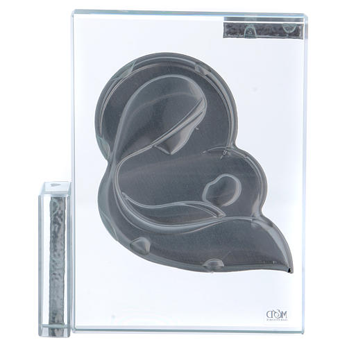 Picture with Mary and Baby Jesus silver laminate 10x10 cm 3