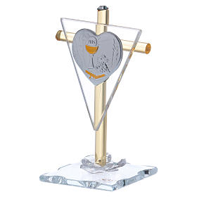Bombonera Comunión Cruz con lámina plata 10x5 cm