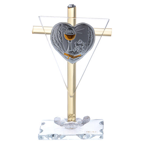 Bomboniera Comunione Croce con lamina argento 10x5 cm 1