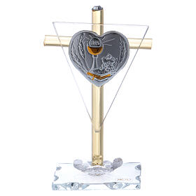 Holy Communion souvenir Cross with silver foil 4x2 in