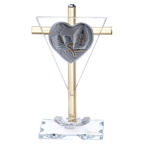 Andenken Konfirmation Kreuz aus Kristall und Glas, 10x5 cm 1
