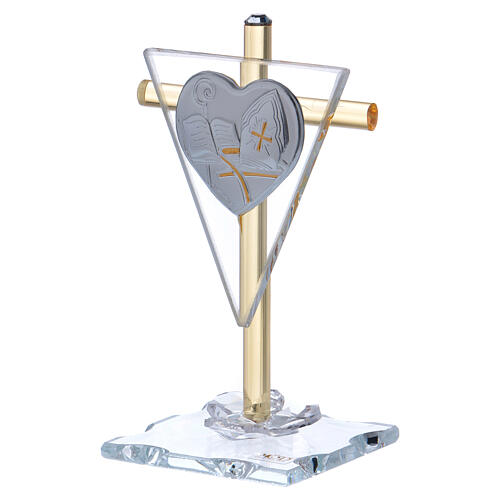 Andenken Konfirmation Kreuz aus Kristall und Glas, 10x5 cm 2