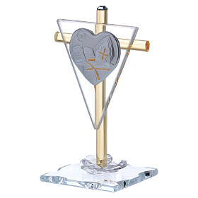 Pamiątka Bierzmowania Krzyż kryształ i szkło 10x5 cm