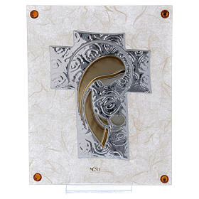 Idea regalo Cuadrito ocre cruz con Maternidad 15x10 cm