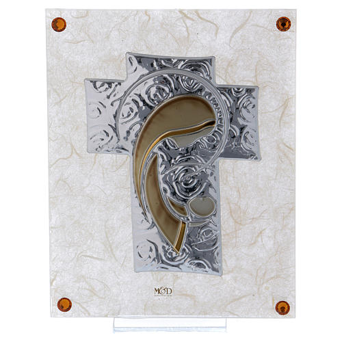 Idea regalo Cuadrito ocre cruz con Maternidad 15x10 cm 1