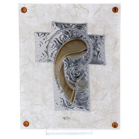 Glass frame ochre background cross with Maternity 6x4 in