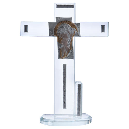Cross in glass with icon of Jesus 20x15 cm 1