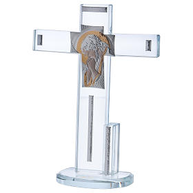 Cruz de vidrio con icono de Jesús 20x15 cm