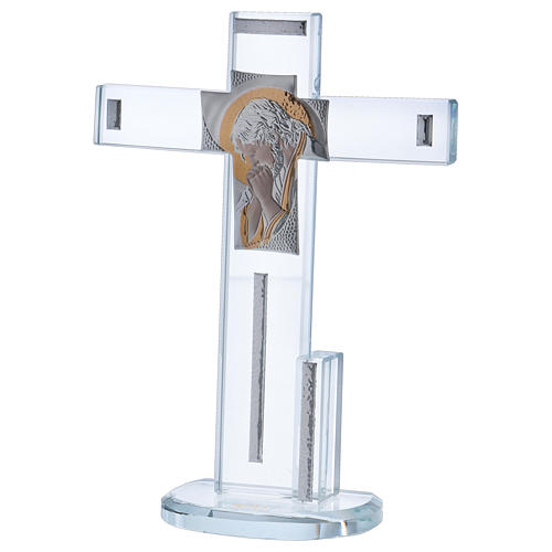 Croix en verre avec icône de Jésus 20x15 cm 2