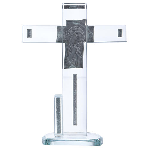 Croce in vetro con icona di Gesù 20x15 cm  3