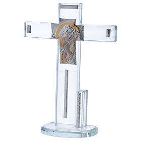 Glass cross with Jesus icon 8x6 in