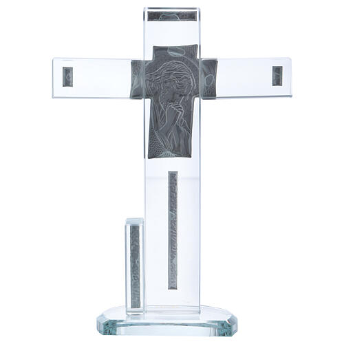 Glass cross with Jesus icon 8x6 in 3