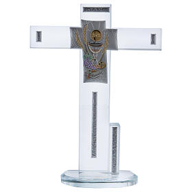 Geschenkidee Kommunion Kreuz mit Symbolen, 20x15 cm