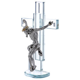 Pomysł na prezent Krzyż z Jezusem z laminowanego srebra 25x15 cm