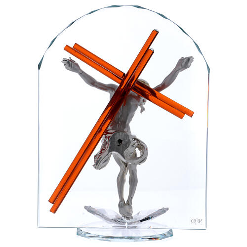 Geschenkidee Kreuz aus Muranoglas in modernem Stil, 30x25 cm 3