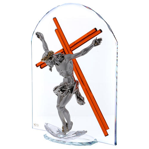 Idea regalo Cruz de vidrio de Murano estilo moderno 30x25 cm 2
