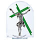 Gift idea Cross of Murano green glass modern style 12x10 in s1