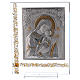 Cuadro icono María con Niño Jesús sobre lámina plata 25x20 cm s1