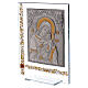 Virgin Mary with Child icon of silver foil glass frame 10x8 in s2