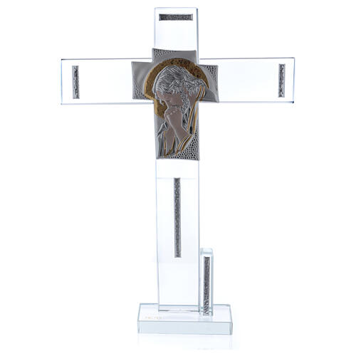 Kreuz mit der Ikone Christi auf Silber-Laminat, 30x20 cm 1