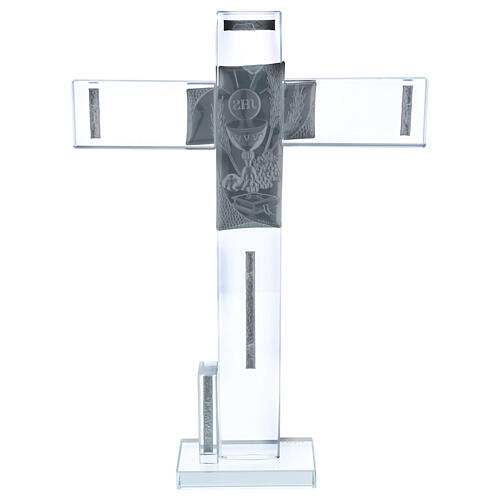 Gift idea for Holy Communion cross of glass and crystal 12x8 in 3