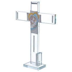 Idea regalo Sagrada Familia cruz y lámina plata 30x20 cm