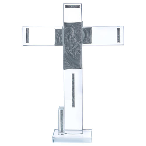 Idea regalo Sagrada Familia cruz y lámina plata 30x20 cm 3