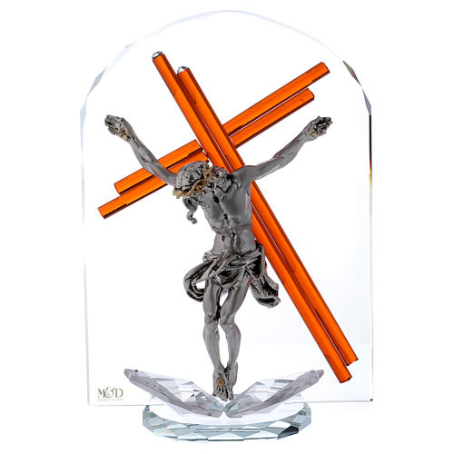 Crucifix in glass and crystal 25x15 cm 1