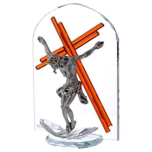 Crucifix in glass and crystal 25x15 cm 2
