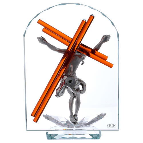 Crucifix in glass and crystal 25x15 cm 3