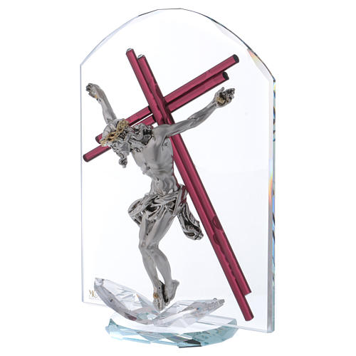 Idea regalo Crocefisso in vetro e cristallo 25x15 cm 2