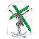 Crucifixo sobre arco vidro e cristal 25x15 cm s1