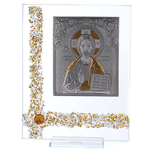 Icon glass and silver foil Pantocrator 8x6 in 1