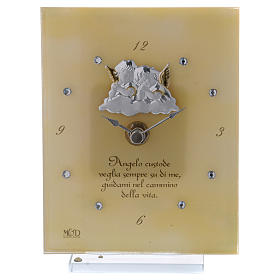 Clock with Guardian Angels and writing 15x10 cm