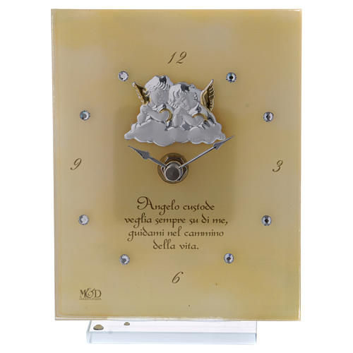 Relógio com anjos da guarda e escrita ITA 15x10 cm 1