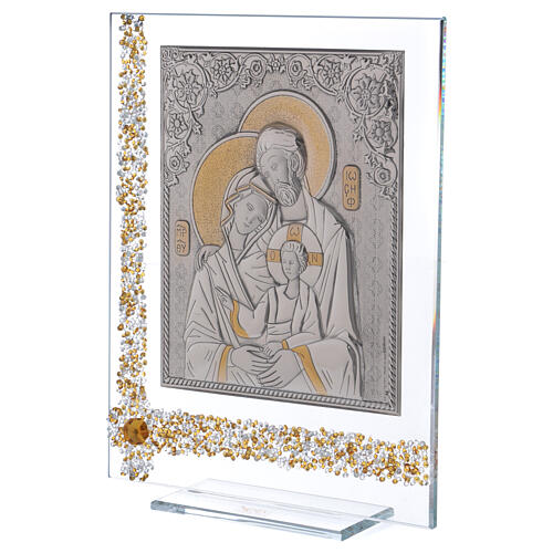 Bild mit Ikone der Heiligen Familie auf Silber-Laminat, 25x20 cm 2