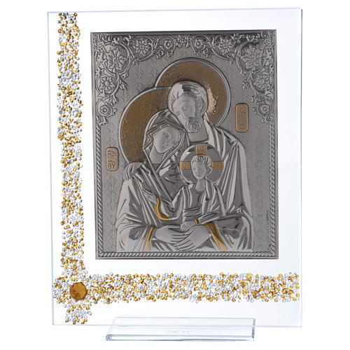 Cadre icône Sainte Famille plaque argent 25x20 cm 1