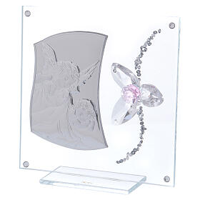 Geschenkidee Schutzengel und Kind mit Blume aus Kristallen, 15x10 cm