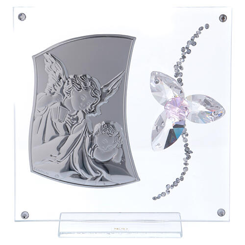 Geschenkidee Schutzengel und Kind mit Blume aus Kristallen, 15x10 cm 1
