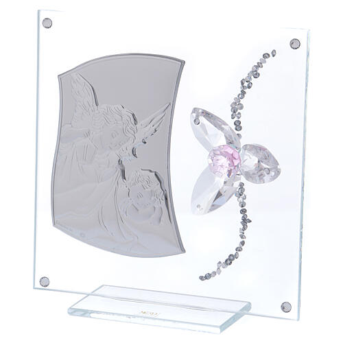 Geschenkidee Schutzengel und Kind mit Blume aus Kristallen, 15x10 cm 2