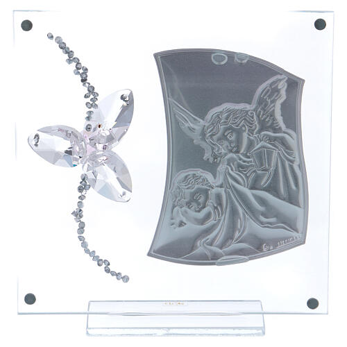 Geschenkidee Schutzengel und Kind mit Blume aus Kristallen, 15x10 cm 3